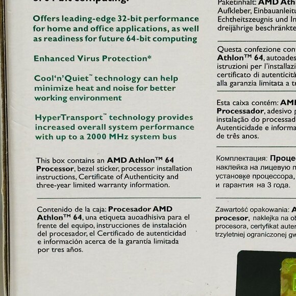AMD Athlon 64 Processor 3800+ Socket AM2 OPN: ADA3800CNBOX New Sealed - Picture 10 of 12